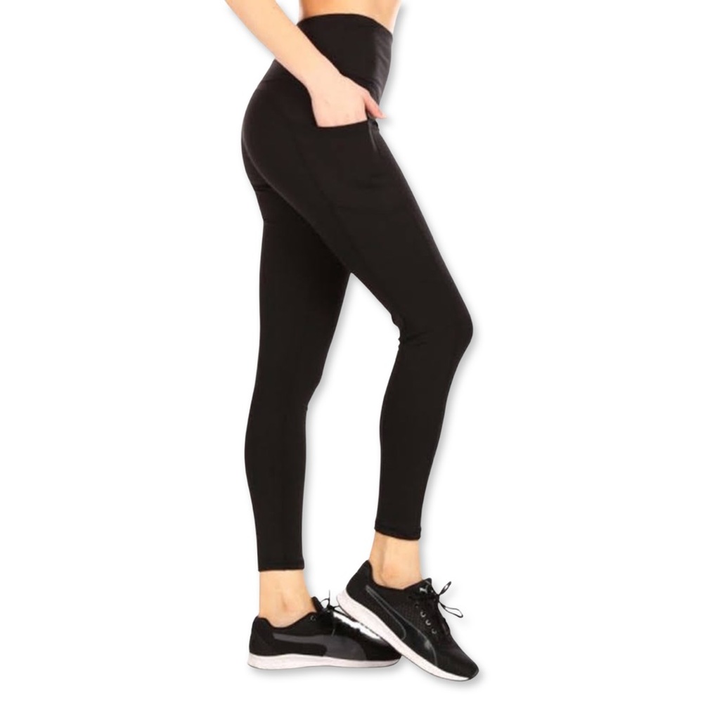 High Waste Tummy Control Leggings-Black